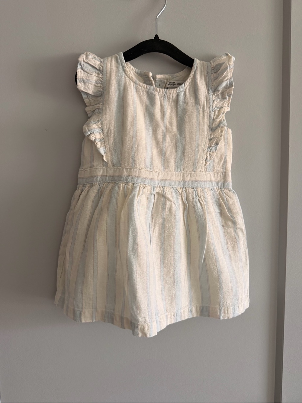 Sofia Grainge Girls' Cream & Light Blue Striped Ruffle Dress
